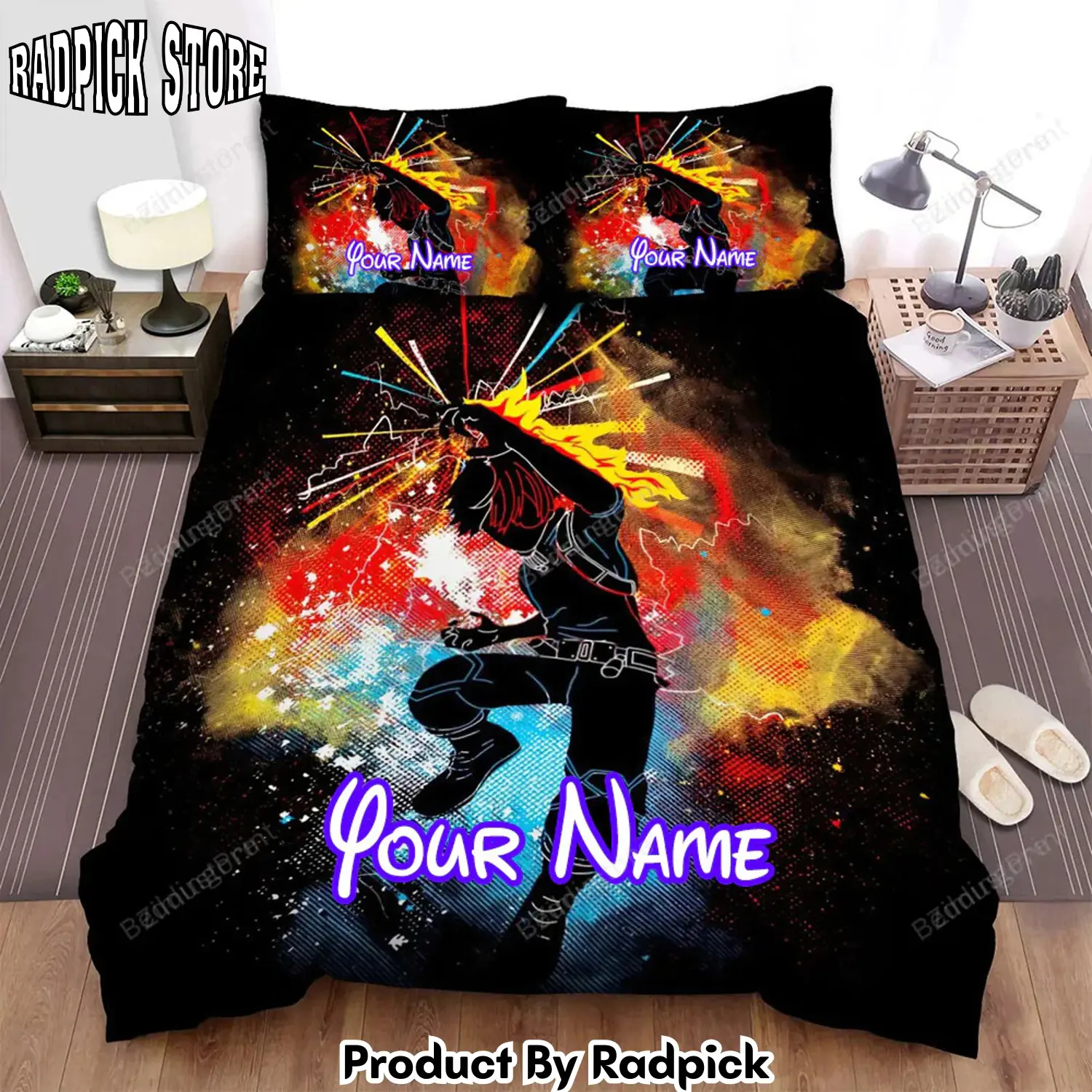 Radpick anime art half cold half hot bed sheets duvet cover personalized name bedding sets rp3278775